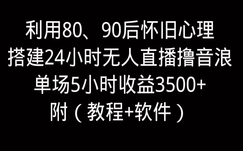 怀旧无人直播撸音浪，5 小时收益 3600+，附教程软件-创业小项目_手机赚钱_小白赚钱-轻创比比格