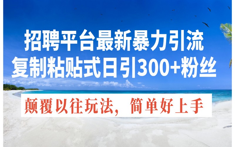 招聘平台暴力引流，日引 300+粉，颠覆旧玩法-创业小项目_手机赚钱_小白赚钱-轻创比比格