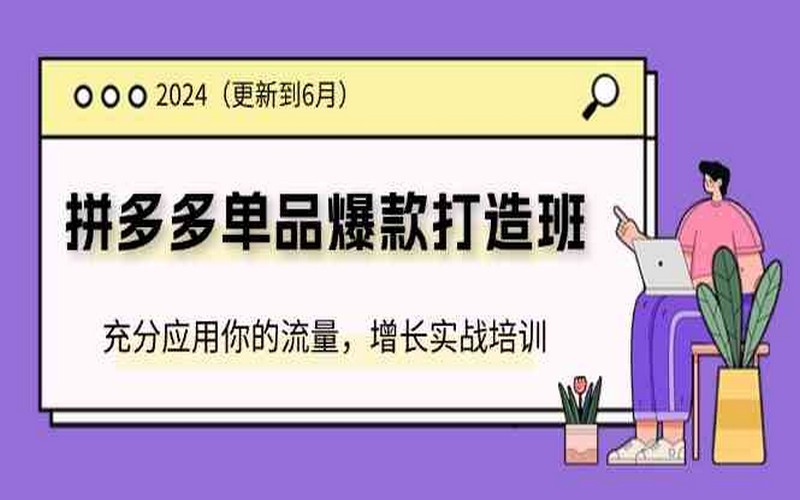 2024 拼多多单品爆款打造班，流量变现实战培训（6 月更新）-创业小项目_手机赚钱_小白赚钱-轻创比比格