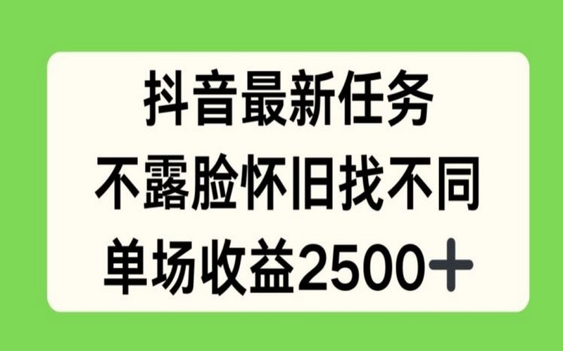 抖音最新找不同任务，怀旧风不露脸，单场收益 2.5k 揭秘-创业小项目_手机赚钱_小白赚钱-轻创比比格