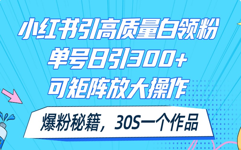 小红书引高质量白领粉，日引 300+，可扩操作-创业小项目_手机赚钱_小白赚钱-轻创比比格