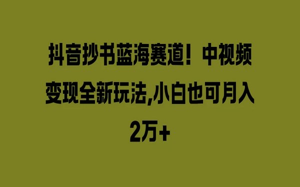 抖音抄书蓝海赛道，中视频新玩法，小白也能月入 2 万 +-创业小项目_手机赚钱_小白赚钱-轻创比比格