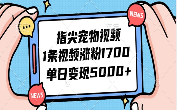 指尖宠物，视频涨粉快，单日变现 5000+，不容错过-创业小项目_手机赚钱_小白赚钱-轻创比比格