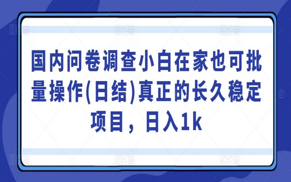 国内问卷项目，小白在家做，日结稳定，日入千，揭秘-创业小项目_手机赚钱_小白赚钱-轻创比比格