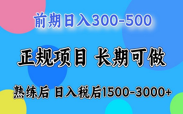 前期日收益 300 – 500，熟练后 1500 – 3000-创业小项目_手机赚钱_小白赚钱-轻创比比格